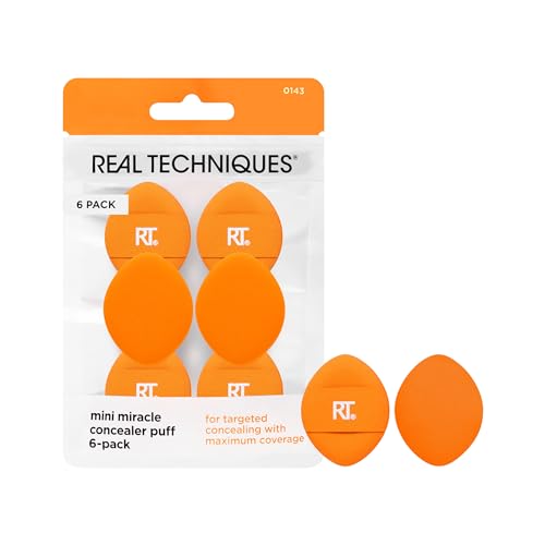 Real Techniques Mini Miracle Concealer Puffs - 6 Pack Makeup Sponges