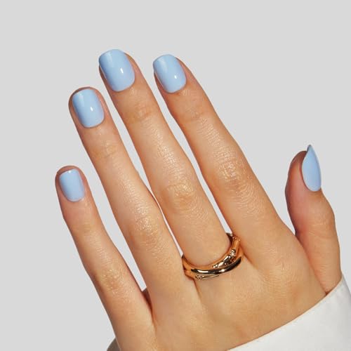 Lamimosa 32-Piece Baby Blue Press-On Nails - Extra Short Round Kit