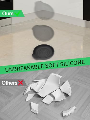 Silicone Spoon Rest Set of 2 - 6.1" Kitchen Utensil Holder in Gray & Black