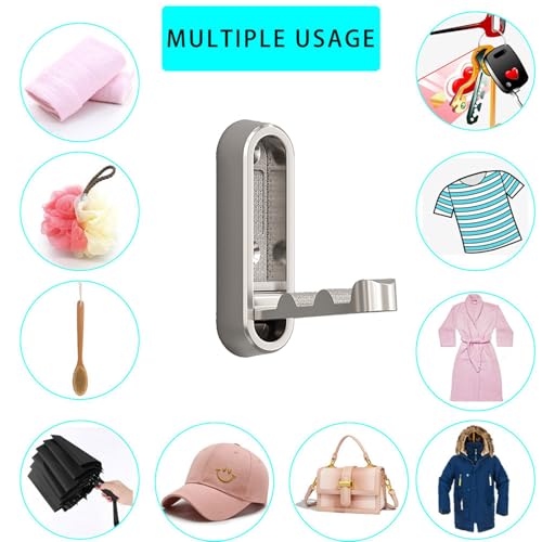 Brushed Nickel Foldable Towel Hooks - 2 Pack Heavy Duty Storage