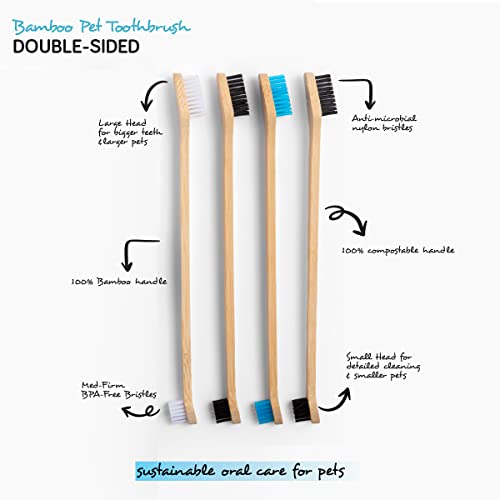 Mighty Mutt Bamboo Dog & Cat Toothbrush - Double-Sided, 4 Pack