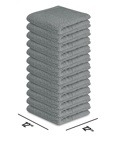 Softolle Silver Grey Cotton Washcloths 24 Pack - Soft, Absorbent Face & Body Towels