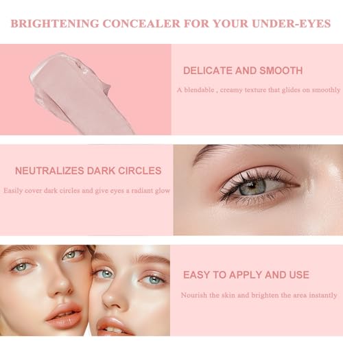 TEEROVA Under Eye Brightener Concealer for Dark Circles - Soft Pink