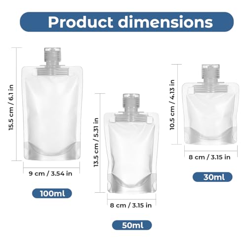 KALLORY Travel Lotion Bags Set - 13 Refillable Cosmetic Pouches