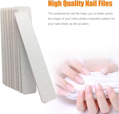 Grey Thick 80/80 Grit Double Sided Nail Files 27pcs for Acrylic Nails - Salon Quality