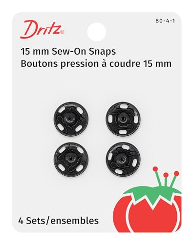 Dritz Size 4 Black Sew-On Snaps - 4-Count Durable Fasteners