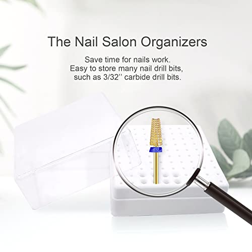 CORFULRA Nail Drill Bit Holder Organizer - 100-Hole White Case (A-White)