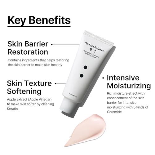 B.LAB Apple Cera Overnight Calming Cream 50ml - Hydrating Night Moisturizer with 2% Ceramide NP & Apple Vinegar