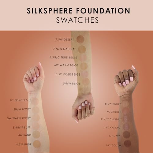 TEMPTU SilkSphere Airbrush Foundation 3.5N/W Buff - 4-in-1 Liquid Makeup, Medium to Full Coverage, Luminous Finish