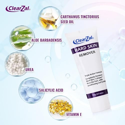 Clearzal Foot Cream for Hard Skin Callus & Corn Removal 3.4oz