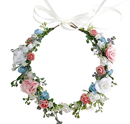 Vivivalue 52 Floral Headband Rose Crown Halo Headpiece