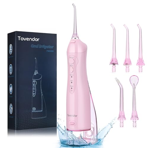 Tovendor Pink Cordless Water Flosser - 300ML Dental Irrigator with 3 Modes