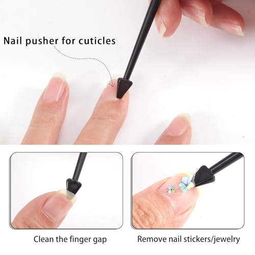 SILPECWEE 4 Pieces Pumice Stone Nail Files & Cuticle Removers - Professional Nail Art Tools