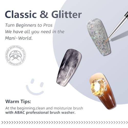 ABAC 24-Color Solid Cream Gel Nail Polish Palette - Glitter & Ombre Set