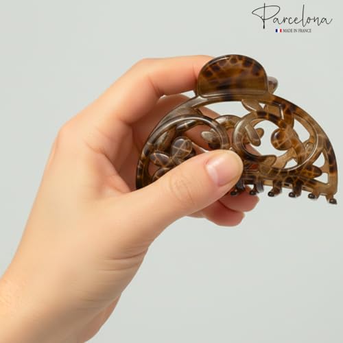 Parcelona French Hair Claw Clip, 3.25 Inch Medium Python Print Jaw Clip