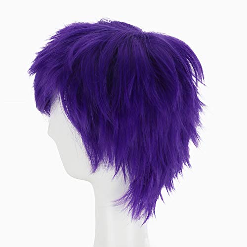 HH Building 12-Inch Short Layered Shaggy Wig - Royal Purple Synthetic Hair