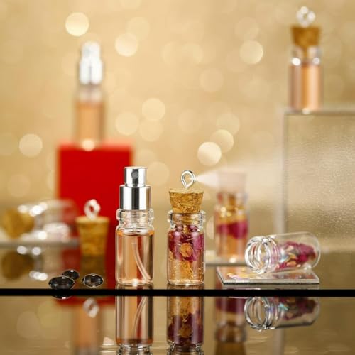 Sherli 1ml Small Glass Jars with Cork Lids - Pack of 45, Mini Spell & Storage Bottles