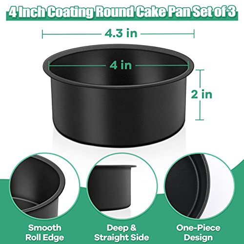 TeamFar 4-Inch Non-Stick Round Cake Pan Set of 3 - Healthy Stainless Steel