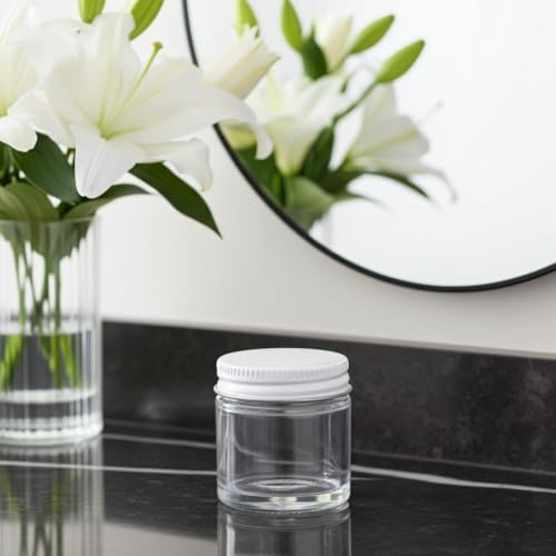 6-Pack 1 oz Clear Glass Jars with Airtight White Metal Lids