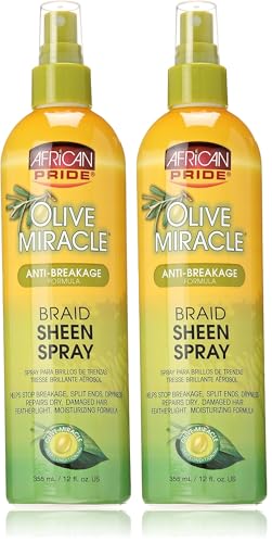 African Pride Olive Miracle Braid Sheen Spray 12 Fl Oz (Pack of 2)