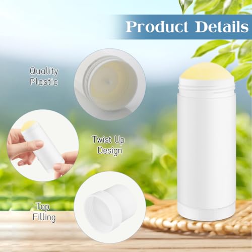 Nozefy White 60ml Refillable Deodorant Stick Container for DIY Body Care