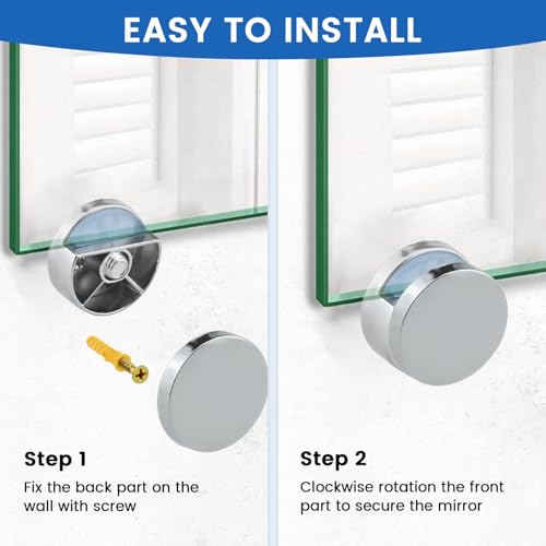 8 Pack Zinc Alloy Mirror Mounting Hardware Kit for 3-5mm Glass