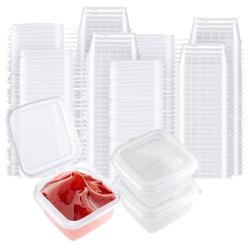 Square Disposable Sauce Cups Set - 50 Pack, 4 Sizes, Eco-Friendly