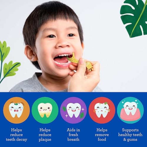 GuruNanda Giraffe Dental Floss Picks for Kids, Berry Flavor, 90 Count