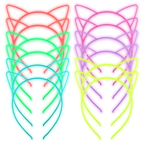 ZIRICHER 12 Cat Ear Headbands - Glow in the Dark Hair Accessories