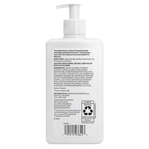 Amazon Essentials Daily Moisturizing Lotion with Ceramides, 12 fl oz