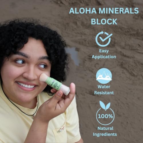 Aloha Minerals Brush-On Mineral Powder Sunscreen SPF 50 - Water Resistant, Natural Ingredients, 0.21oz