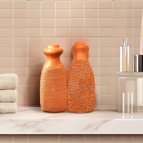 QUBA LINEN 2-Sided Terra Cotta Pumice Stone for Feet & Body