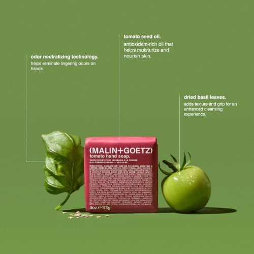 MALIN+GOETZ Tomato Bar Soap 4 oz - Odor-Neutralizing Hand Wash