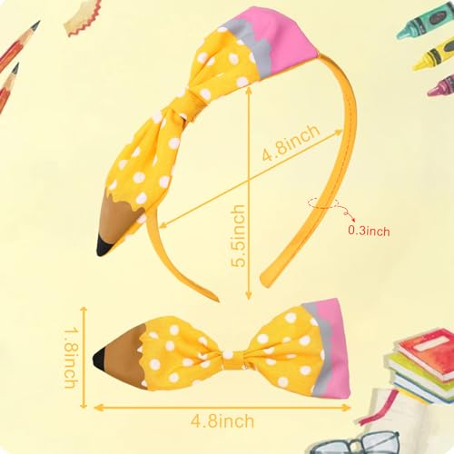 Cute Yellow Pencil Headband for Girls - Polka Dot Hair Accessory