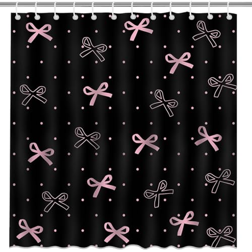 Pink Bow Shower Curtain - Waterproof Polyester, 72x72 Inch