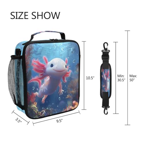 Axolotl Insulated Lunch Box for Kids - Large Capacity Cooler Tote