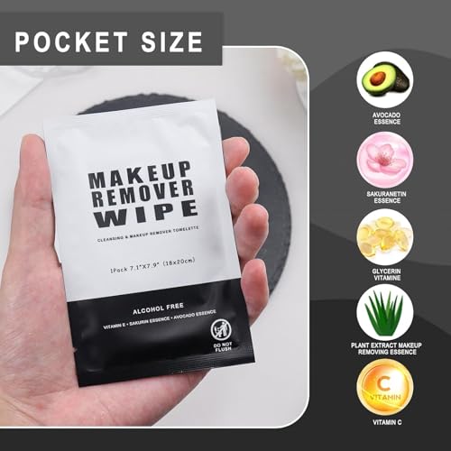Gisdo Black Makeup Remover Wipes - 100 Individually Wrapped Cloths