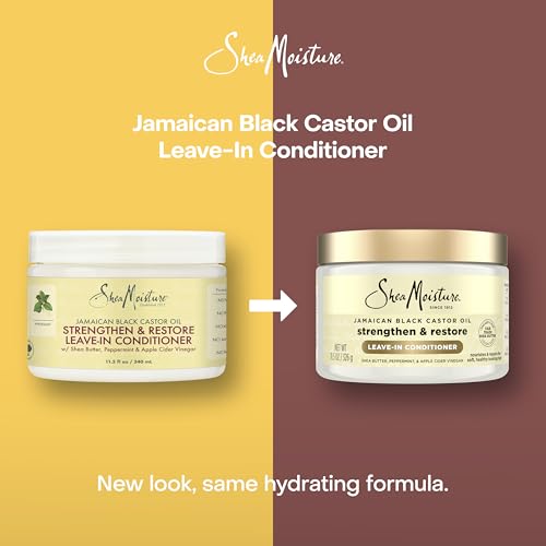 SheaMoisture Jamaican Black Castor Oil Leave In Conditioner 100% Pure Jamaican Black Castor Oil For Damaged Hair to Soften and Detangle Hair 11.5 oz