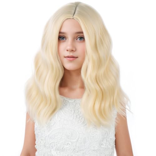Light Blonde Wavy Wig for Girls - 14 Inch Short Style