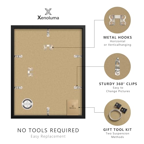 11x14 Black Picture Frame with 8x10 Mat - Shatter Resistant Plexiglass