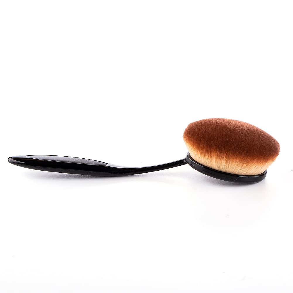 Oval Foundation Brush - Large Toothbrush Design for Flawless Liquid & Cream Application | All Black
