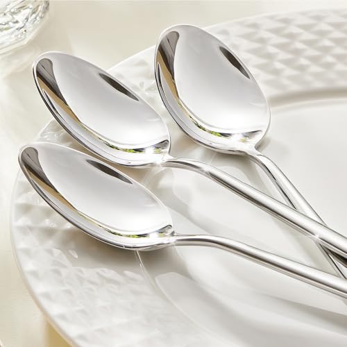 KINGSTONE 4-Piece Dinner Spoon Set - 8.2" Stainless Steel Silverware