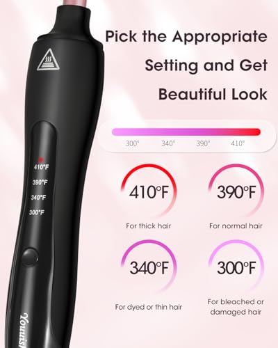 Youuish Rose Gold 3/8 Inch Mini Curling Iron 9mm Tiny Wand for Long Hair