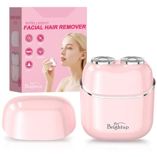 Brightup Facial Hair Removal for Women - Painless Electric Face Shaver for Peach Fuzz & Sensitive Skin, USB-C Chargeable Hair Shaver for Upper Lip & Chin,IPX7 Portable for Smooth Skin at Home & Travel