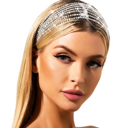ACEDRE Rhinestone Head Chain Bridal Diamond Headband for Women