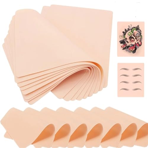 Yuelong 20pcs Tattoo Practice Skins - 1.3mm Silicone Pads for Artists