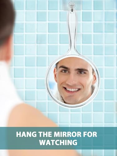 Macaki 8.3-Inch Hand Mirror with 5X Magnification, Transparent White