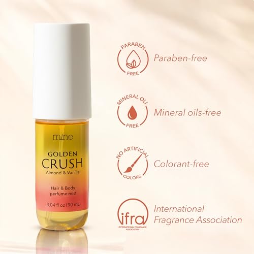 Golden Crush Hair & Body Mist ? Warm Gourmand Vanilla, Pistachio & Salted Caramel | Alcohol-Free, Hair-Safe ? 3.04 oz