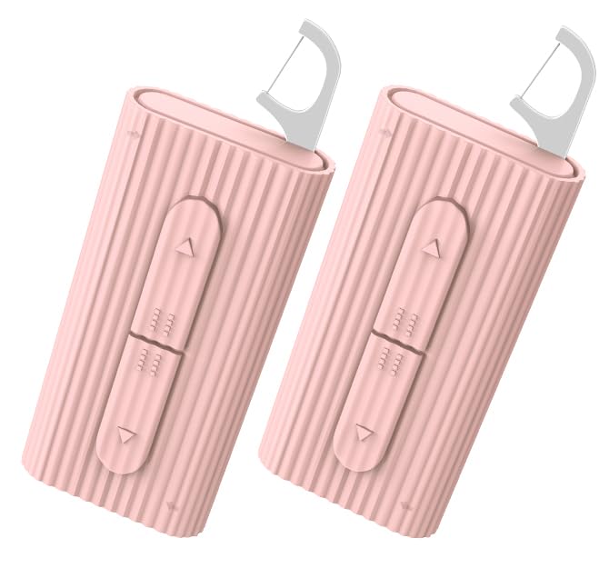RAZOKO Portable Dental Floss Case with 10 Picks - Reusable Travel Floss Dispenser, 2 Pack
