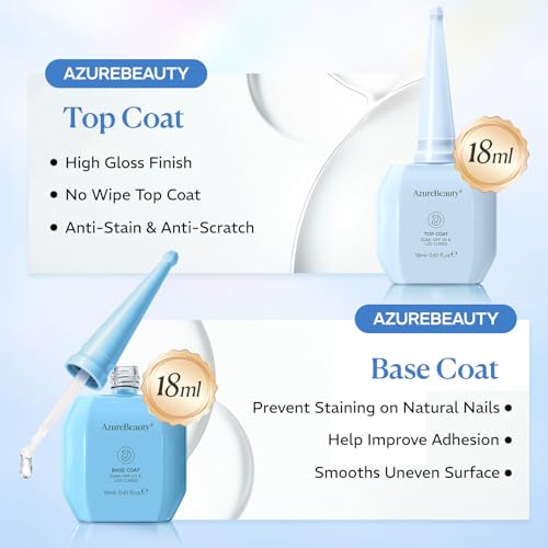 AZUREBEAUTY Gel Base & Top Coat Set - 18ml No Wipe High Gloss